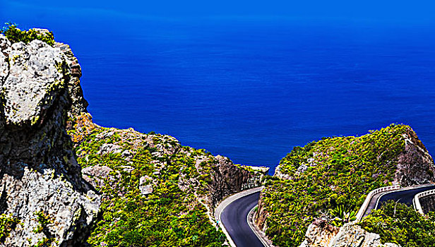 沥青,道路,海岸,海洋,全景