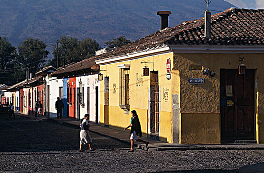房子,排列,街道,安提瓜岛,危地马拉