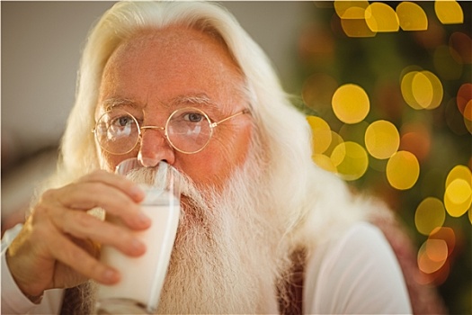 圣诞老人,喝,牛奶杯