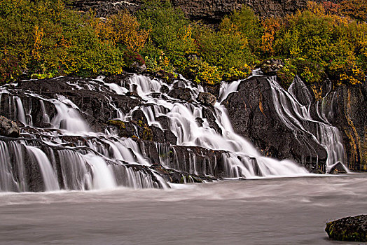 冰岛,西部,秋色,长时间曝光,上升,缝隙
