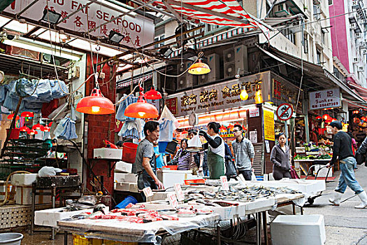 食品市场,计量器,街道,中心,香港