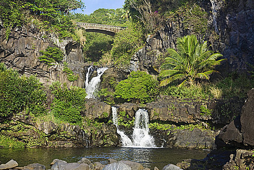 夏威夷,毛伊岛,瀑布,神圣,水池