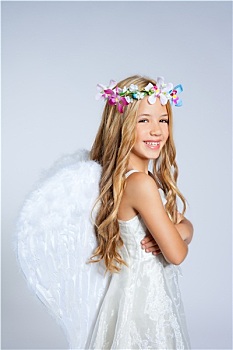 天使,孩子,小女孩,头像,时尚,白人,翼