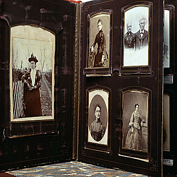 古老,家庭,相册,19世纪