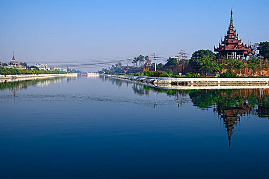 运河,皇宫,曼德勒,曼德勒省,缅甸,亚洲