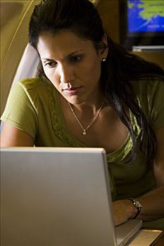 女人,工作,笔记本电脑,飞机