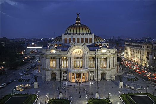 墨西哥,墨西哥城,艺术宫,剧院,建筑,著名,豪华,古典建筑风格,户外,进口,意大利,白色,大理石,壁画