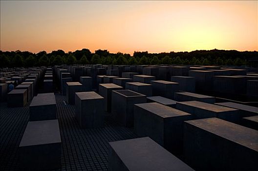 大屠杀纪念建筑,黄昏,柏林,德国,欧洲