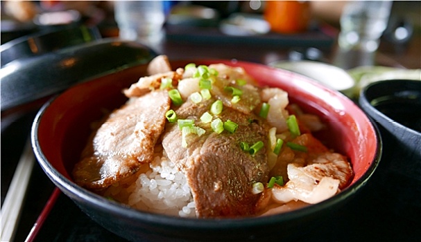 日本,食物,猪肉,米饭,托盘