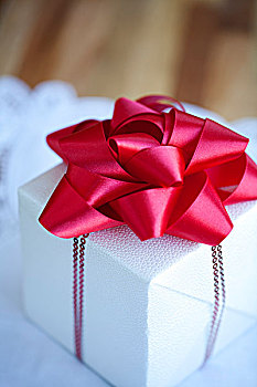 包装,圣诞礼物,盒子,红丝带