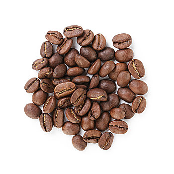 小,堆积,煮咖啡,咖啡豆,俯视,隔绝,白色背景