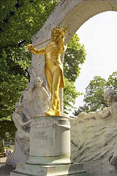 雕塑,约翰施特劳斯,维也纳,奥地利,欧洲