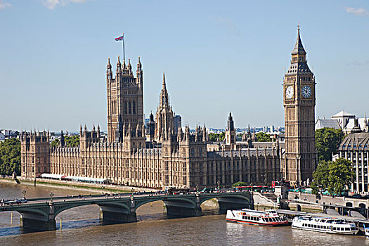 国会大厦,钟楼,水岸,大本钟,议会大厦,泰晤士河,威斯敏斯特,伦敦,英格兰