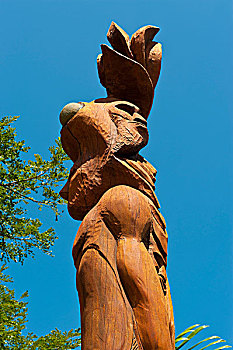 木质,雕塑,花园,西海岸,新喀里多尼亚,美拉尼西亚,南太平洋