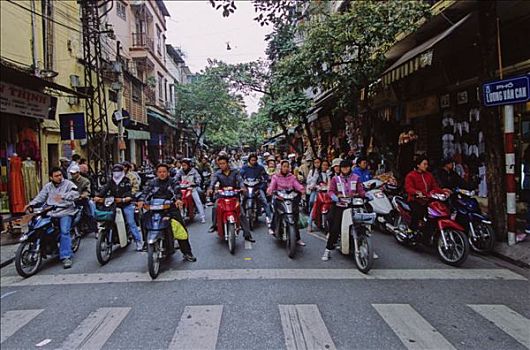 越南,河内,摩托车,街道