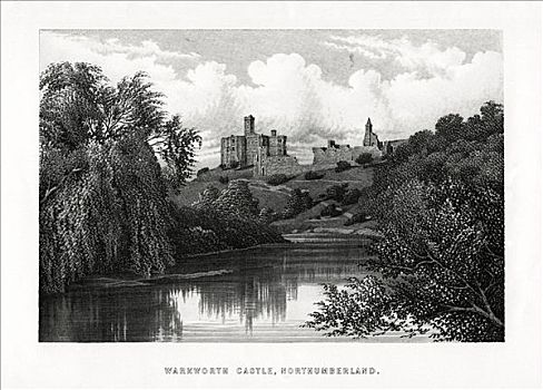 城堡,诺森伯兰郡,1896年,艺术家,未知