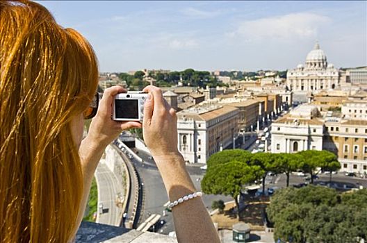 女人,照相,梵蒂冈城,罗马,意大利