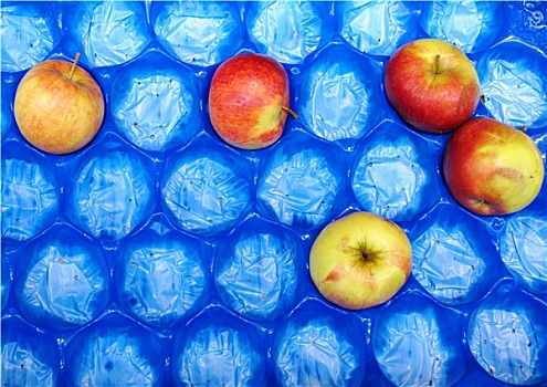 苹果,水果,蓝盒,出售,市场