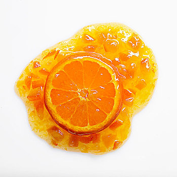 切片,橙色,橘子酱,白色背景