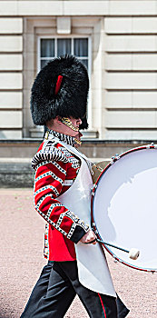 皇家卫兵,熊皮,帽,桶,换岗,传统,变化,白金汉宫,伦敦,英格兰,英国