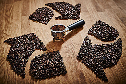 咖啡豆,循环标志,浓咖啡,地面