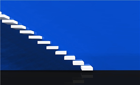 概念,楼梯,白色,蓝色背景