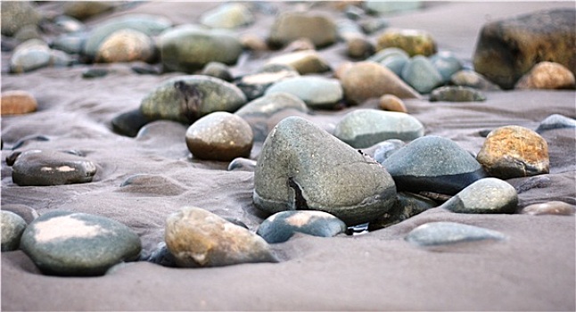 湿,石头,沙滩
