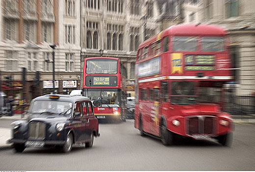 双层巴士,巴士,出租车,伦敦,英格兰
