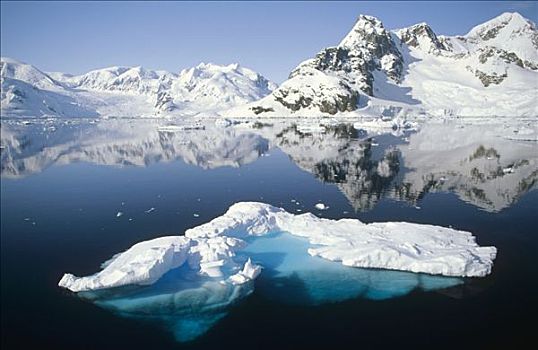 浮冰,山峦,天堂湾,南极半岛,南极