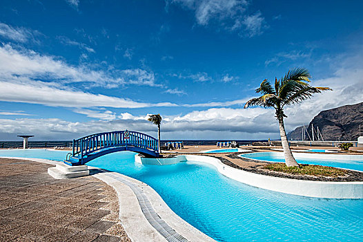 游泳池,海滩,港口,特内里费岛,西班牙,欧洲