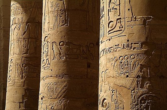 柱子,庙宇,卡尔纳克神庙,埃及,特写