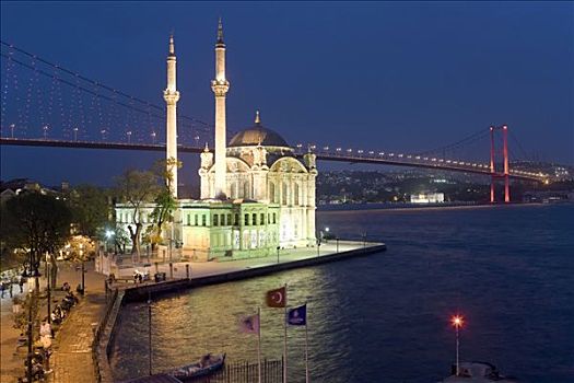 河,桥,清真寺,地区,伊斯坦布尔,土耳其