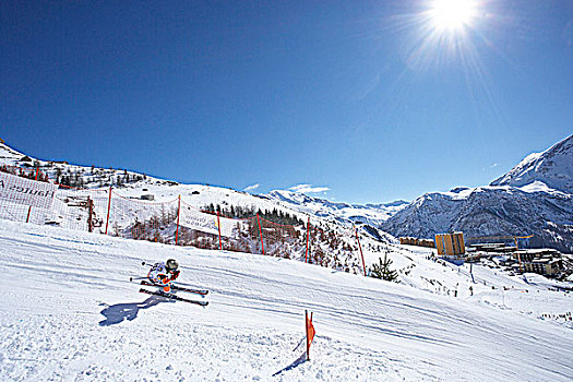 法国,阿尔卑斯山,滑雪