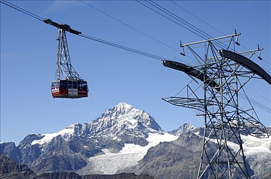 缆车,策马特峰,攀升,瓦莱,瑞士