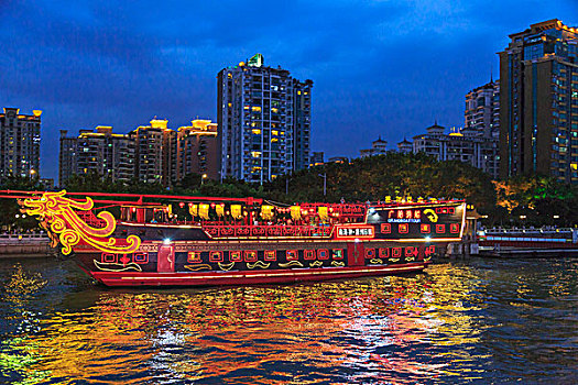 霓虹灯,漂浮,餐馆,餐饭,珍珠,河,享受,广州,天际线