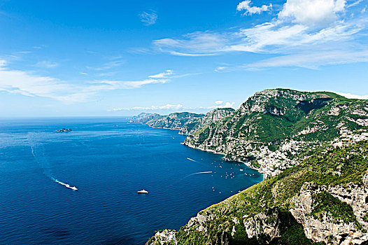 风景,海洋,海岸,小路,靠近,萨勒诺,阿马尔菲海岸,坎帕尼亚区,意大利,欧洲