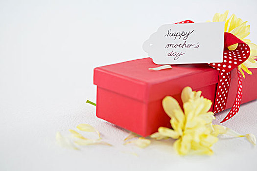 礼盒,高兴,母亲节,标签,黄花,白色背景,背景