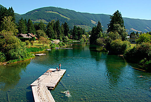 加拿大,不列颠哥伦比亚省,湖,游泳,河