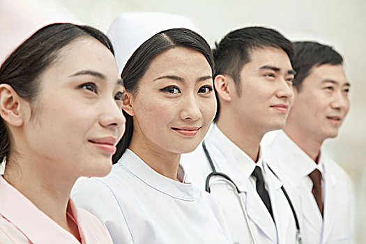 医护人员,站立,排列,中国