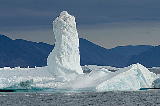 格陵兰,半岛,迪斯科湾,靠近,冰山,顶峰,海岸
