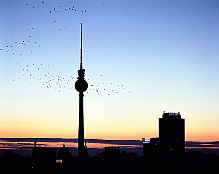 日落,上方,柏林
