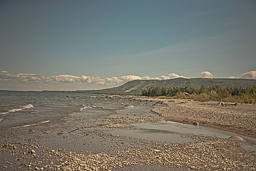 岩石,海岸线,山,乔治亚湾,安大略省,加拿大