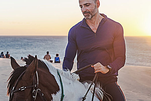 男人,骑,马,海滩,杰里考考拉,巴西,南美