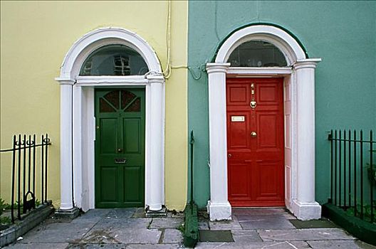 前门,两个,房子,科克市,科克郡,爱尔兰