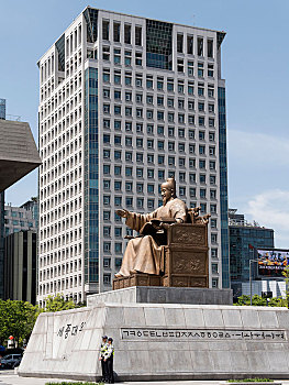 雕塑,国王,直尺,首尔,韩国,亚洲