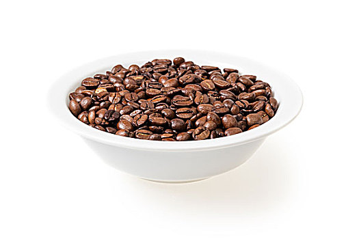 咖啡豆,白色,碗,隔绝,白色背景