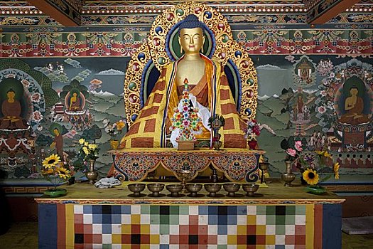 特写,室内,佛教,寺院,不丹,统一