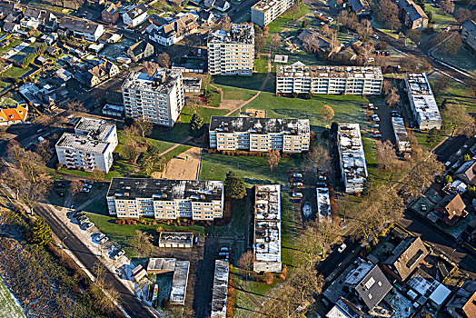 高层建筑,住宅区,租赁,公寓,区域,哈姆,鲁尔区,北莱茵威斯特伐利亚,德国