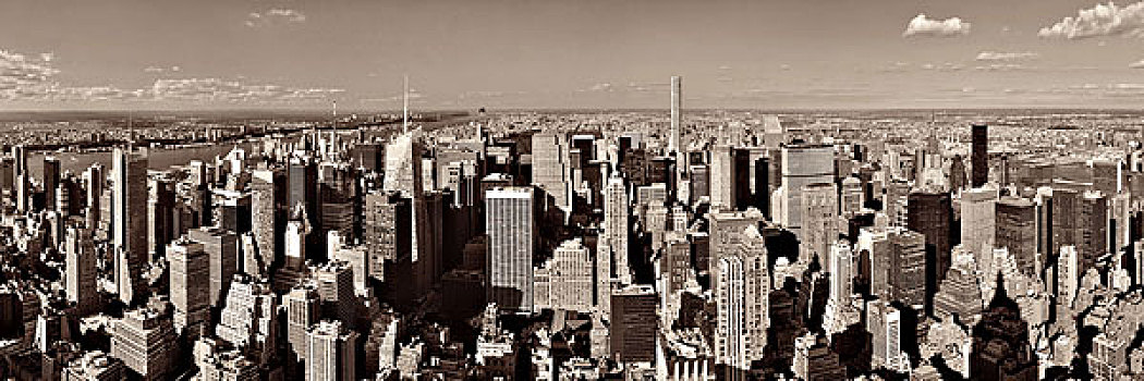 纽约,市中心,天际线,摩天大楼,城市,全景