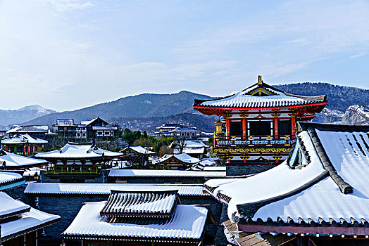 湖北襄阳影视城雪景